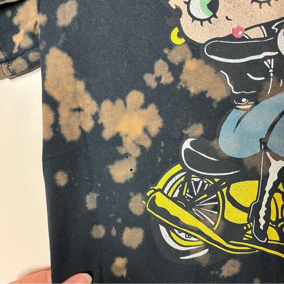 Betty Boop Motorcycle Biker Tshirt Medium Grunge Punk Distressed Black - Picture 4 of 4